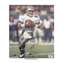 Troy Aikman Autographed Dallas Cowboys 16x20 Football Photo - BAS (White Jersey)
