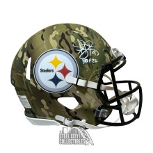 Troy Polamalu HOF Autographed Pittsburgh Authentic Full Size Camo Helmet - BAS