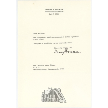 Harry S. Truman Autographed Typed Letter July 5, 1966 - BAS LOA