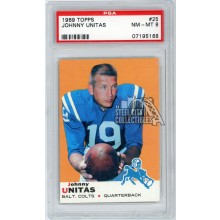 Johnny Unitas 1969 Topps Football Card #25 PSA 8