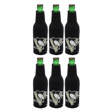Pittsburgh Penguins NHL Black Zippered 12oz. Bottle Koozie Cooler 6ct Lot
