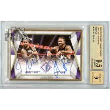 Jimmy Uso Jey Uso 2020 Topps Transcendent WWE Purple Dual Autograph Card #A-USO 4/10 BGS 9.5