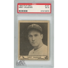 Arky Vaughan 1940 Play Ball Baseball Card #107 PSA 5 EX