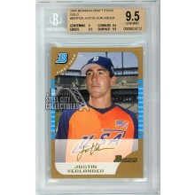 Justin Verlander 2005 Bowman Draft Picks Gold 1st Card #BDP129 BGS 9.5