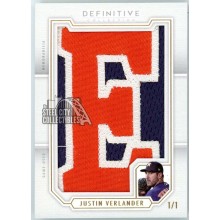Justin Verlander 2020 Topps Definitive Nameplate Letter Patch Card #NC-JV 1/1