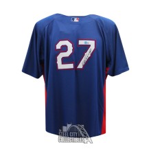 Vladimir Guerrero Autographed Texas Mitchell & Ness Blue Baseball Jersey - BAS (XL)