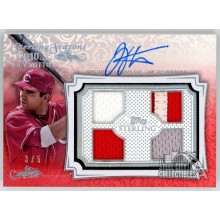 Joey Votto 2020 Topps Sterling Seasons Red Quad Patch Auto Card #SSAR-JV 3/5