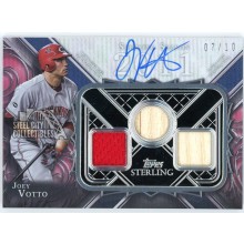 Joey Votto 2022 Topps Sterling Seasons Blue Triple Relic Auto Card SSAR-JV 07/10