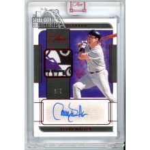 Larry Walker 2022 Panini Three And Two Red Patch Autograph Card #AJ-LW 3/5