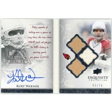 Kurt Warner 2009 UD Exquisite Triple Patch Autograph Booklet 51/75 (Side Damage)