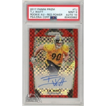 T.J. Watt 2017 Panini Prizm Red Power Rookie Autograph Card PSA 9 Auto 10 34/49