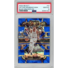 Victor Wembanyama 2023-24 Panini Select Blue Cracked Ice Rookie Card #87 PSA 10
