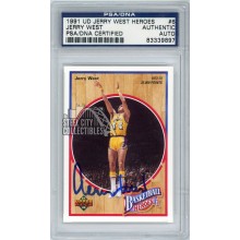 Jerry West 1991 Upper Deck Heroes Autograph Card #6 PSA/DNA