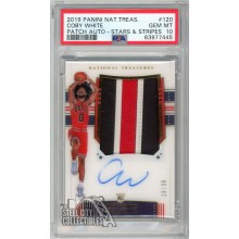 Coby White 2019-20 Panini National Treasures Stars Stripes Rookie Patch Autograph Card #120 18/30 PSA 10