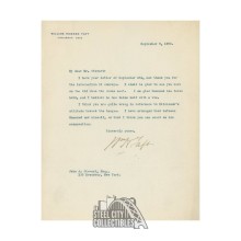 William Howard Taft Autographed 1908 Letter - JSA LOA