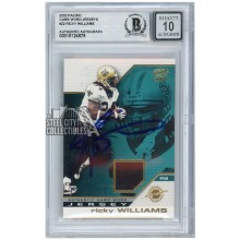 Ricky Williams 2002 Pacific Game-Worn Jersey Autograph Card #22 BAS 10