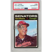 Ted Williams 1971 Topps Baseball Autograph Card #380 PSA/DNA