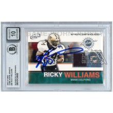 Ricky Williams 2002 Pacific Atomic Game-Worn Jersey Autograph BAS 10