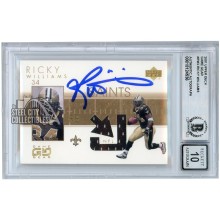 Ricky Williams 2001 Upper Deck Game Gear Jersey Autograph BAS 10