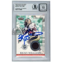 Ricky Williams 2002 Pacific Exclusive Game-Worn Jersey Autograph BAS 10