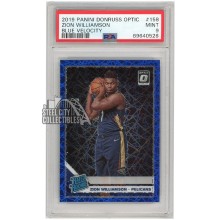 Zion Williamson 2019-20 Panini Donruss Optic Rated Rookie Blue Velocity Card #158 PSA 9