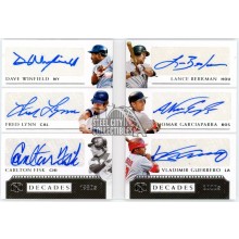 Winfield Lynn Fisk Berkman Garciaparra Guerrero 2021 National Treasures Decades 6 Autograph Booklet Card #DB-4 1/10