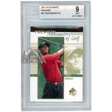 Tiger Woods 2001 UD SP Authentic Previews Ambassadors of Golf Rookie #51 BGS 9