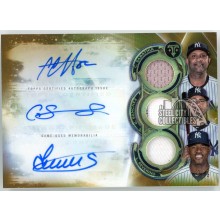 CC Sabathia Gary Sanchez Luis Severino 2019 Topps Triple Threads Jersey Autograph Card #ARC-SST 9/9