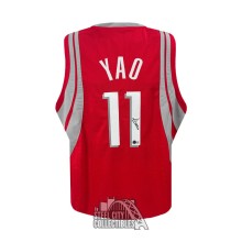 Yao Ming Autographed Houston Custom Red Basketball Jersey - BAS (White #)