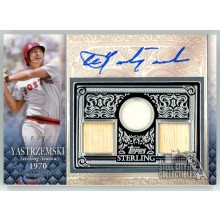 Carl Yastrzemski 2021 Topps Sterling Blue Triple Relic Autograph Card 10/10