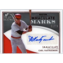 Carl Yastrzemski 2022 Panini Immaculate Marks Red Autograph Card #IM-CY 7/10