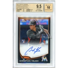 Christian Yelich 2013 Topps Chrome Black Rookie Autograph Card #CY 37/100 BGS 9.5