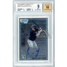 Christian Yelich 2010 Bowman Draft Chrome 1st Autograph Card #BDPP78 BGS 9