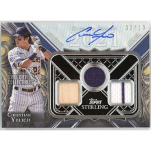 Christian Yelich 2022 Topps Sterling Seasons Relic Autograph Card #SSAR-CYE 2/10