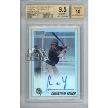 Christian Yelich 2010 Bowman Draft Chrome 1st Refractor Rookie Autograph Card #BDPP78 225/500 BGS 9.5