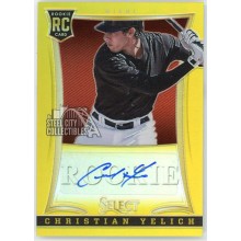 Christian Yelich 2013 Panini Select Gold Rookie Autograph Card #190 5/25