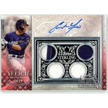 Christian Yelich 2021 Topps Sterling Seasons Red Quad Relic Autograph Card 5/5