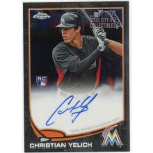 Christian Yelich 2013 Topps Chrome Rookie Autograph Card #CY (Surface Damage)