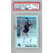 Christian Yelich 2010 Bowman Chrome 1st Refractor Autograph Card #BDPP78 79/500 PSA 9