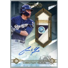 Christian Yelich 2020 Topps Diamond Icons Jumbo Patch Autograph Card #AJP-CY 4/10