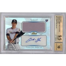 Christian Yelich 2013 Topps Finest Refractor Rookie Jersey Autograph Card #AJR-CY BGS 9.5