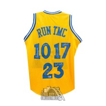 RUN TMC Hardaway, Richmond, Mullin Autographed Golden State HOF Custom Yellow Basketball Jersey - BAS