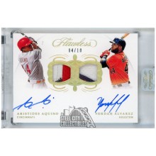 Yordan Alvarez, Aristides Aquino 2020 Panini Flawless Dual Autograph Card #DSP-AA 4/10