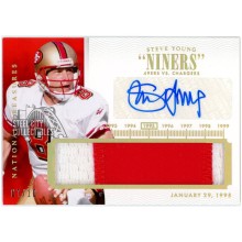 Steve Young 2014 Panini National Treasures Timeline Game-Used Patch Auto 7/10