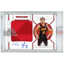 Trae Young 2020-21 Panini National Treasures Colossal Game-Used Patch Autograph Card #CM-TRY 20/25