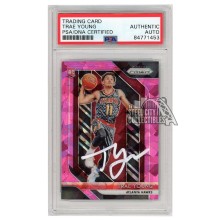 Trae Young 2018-19 Panini Prizm Pink Ice Autograph RC Card #78 PSA/DNA (White)