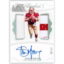 Steve Young 2019 Panini Flawless Dual Patch Autograph Card #DPA-SY 6/10