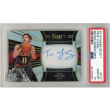 Trae Young 2018-19 Panini Select Rookie Autograph Card #RS-TYG 93/199 PSA 10
