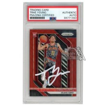 Trae Young 2018-19 Panini Prizm Ruby Wave Autograph RC Card #78 PSA/DNA (White)