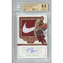 Trae Young 2019-20 Panini National Treasures Collegiate Nike Logo Patch Autograph Card #SS-10 1/5 BGS 9.5 (Crack)